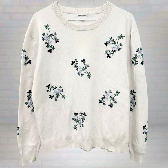 Club Monaco Tops - 90s Club Monaco Floral Embroidered Sweater Size Ladies Medium